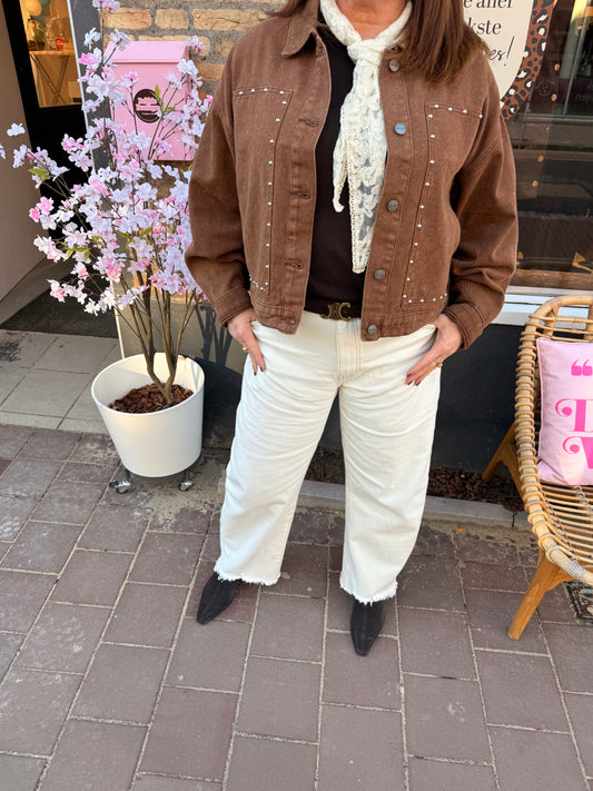 Mid waist barrel jeans wit