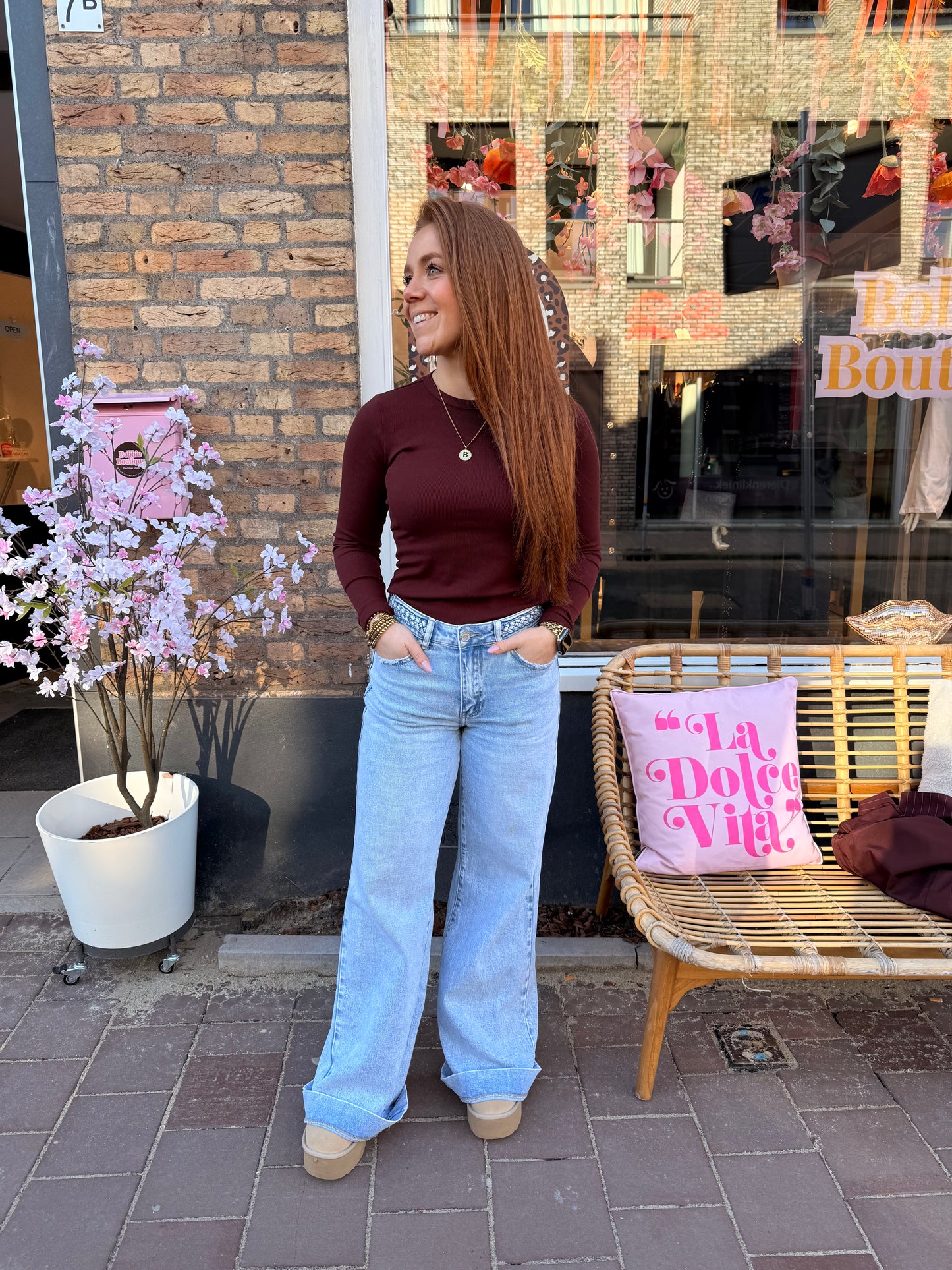 Longsleeve rib bordeaux