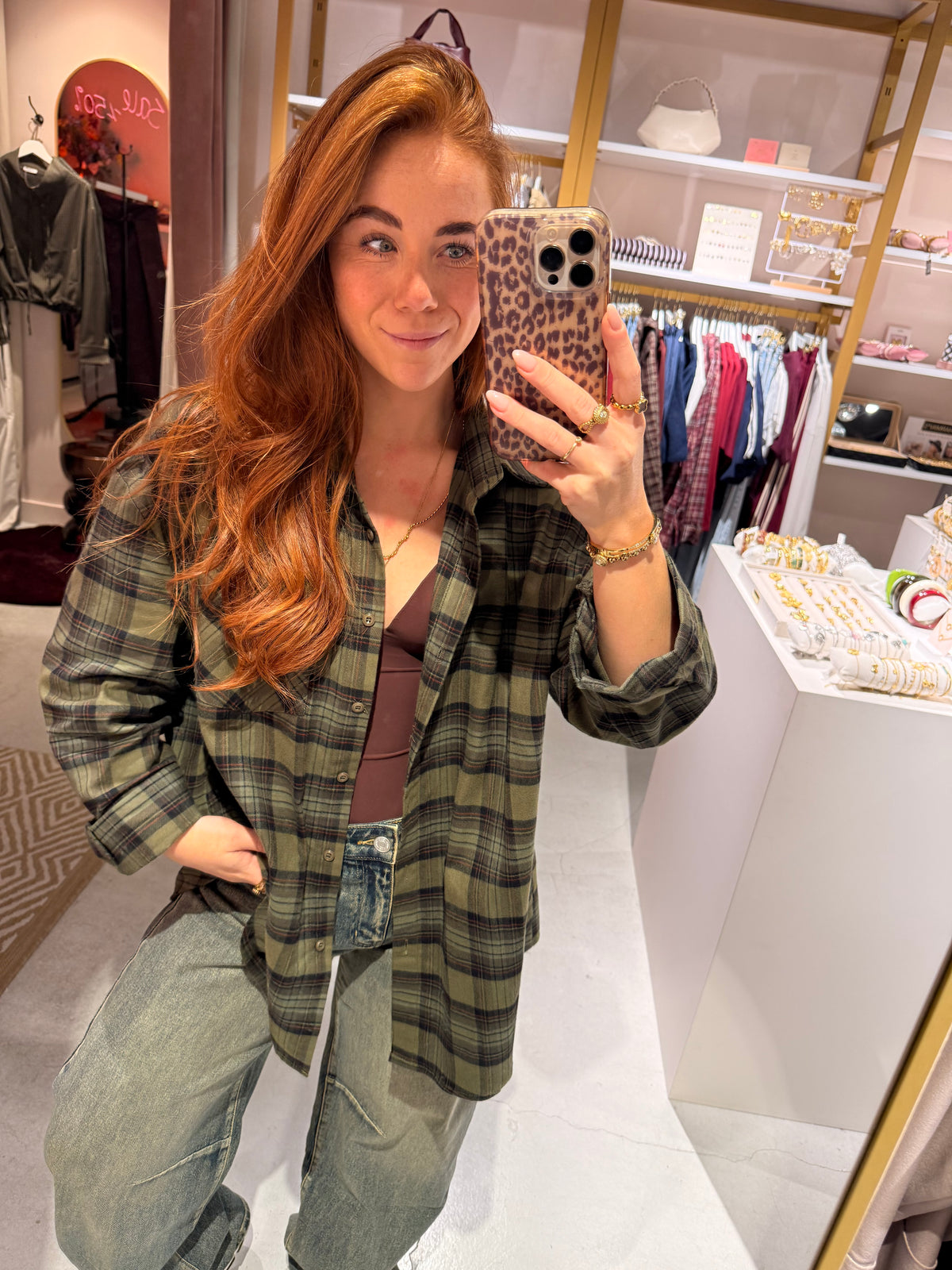 Check blouse green