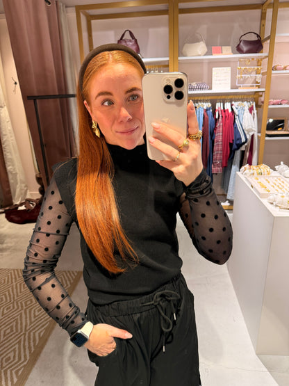 Mesh polkadot zwart