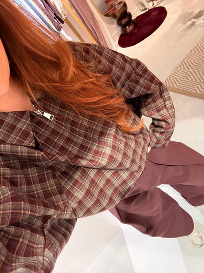 Check jacket bordeaux