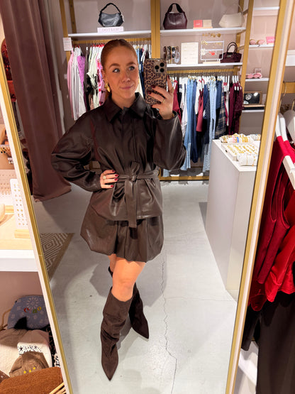 Leather ballonrokje