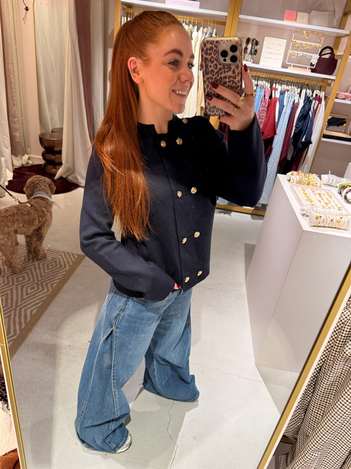 Military cardigan navy