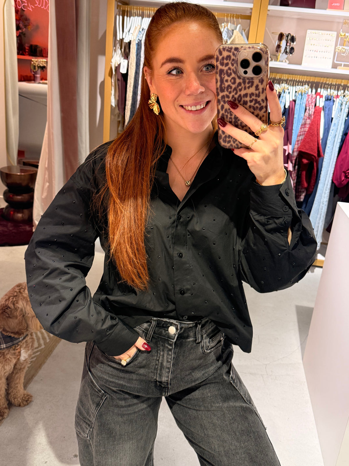 Blouse strass black