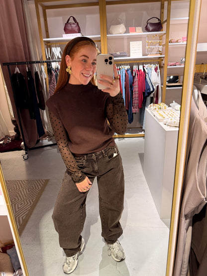 Mesh top polkadot brown