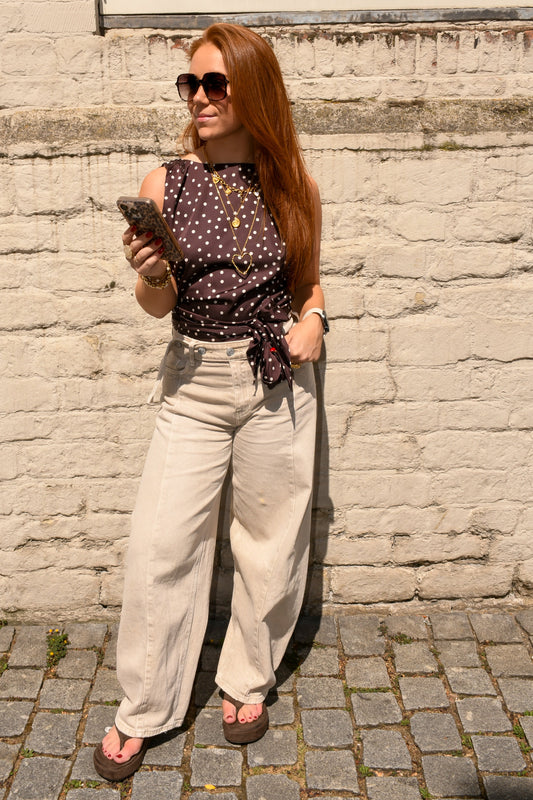 Barrel jeans beige