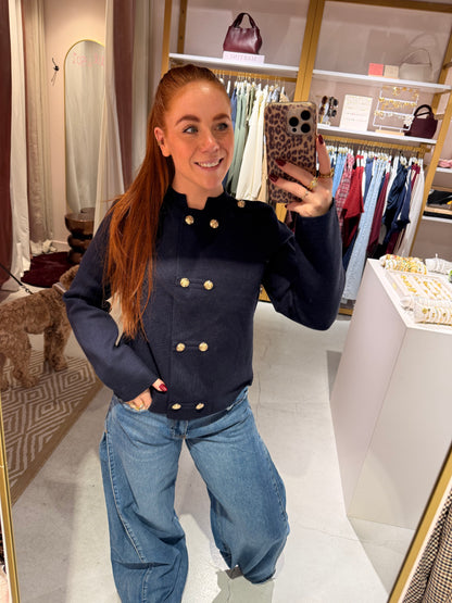 Military cardigan navy