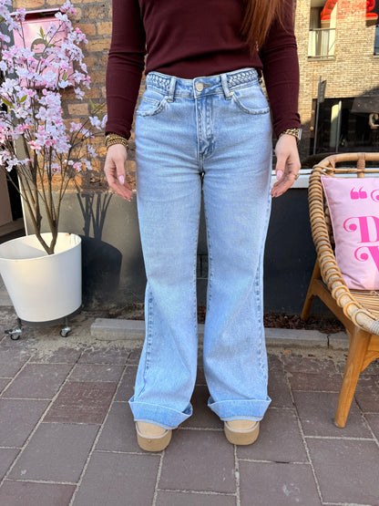 Braid wide leg jeans