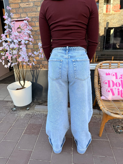 Braid wide leg jeans