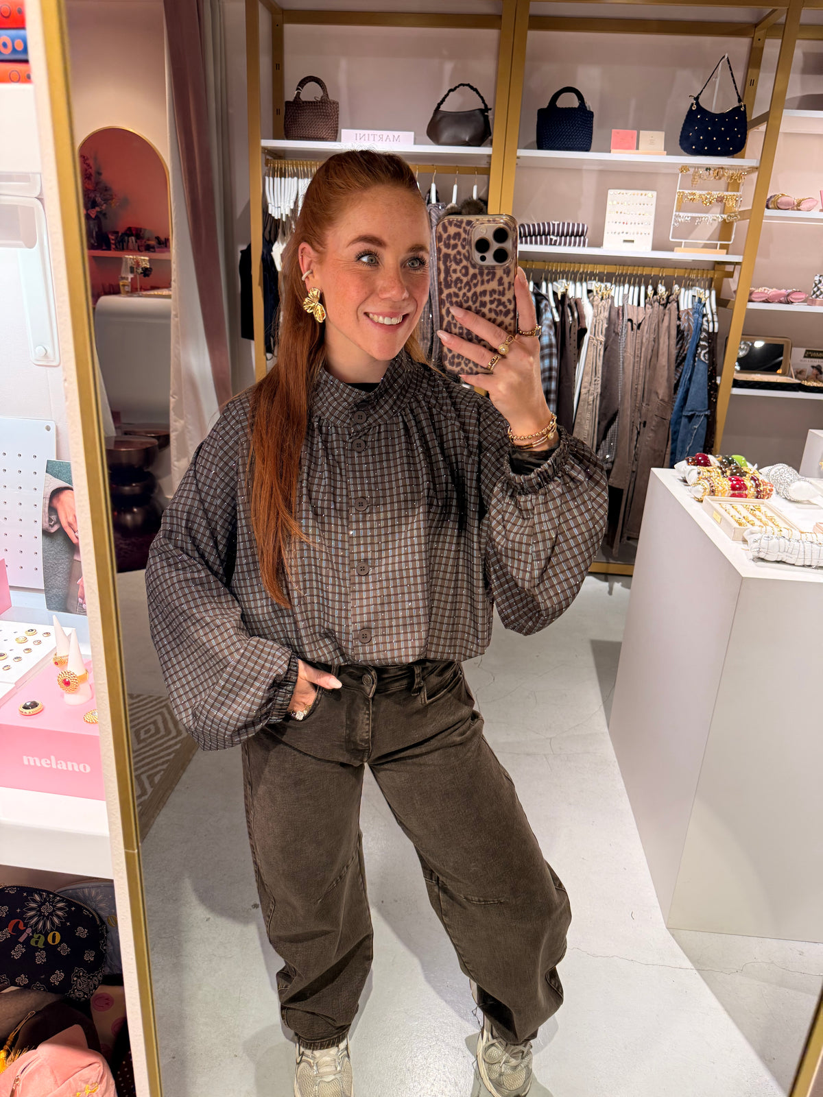 Claire blouse strass brown