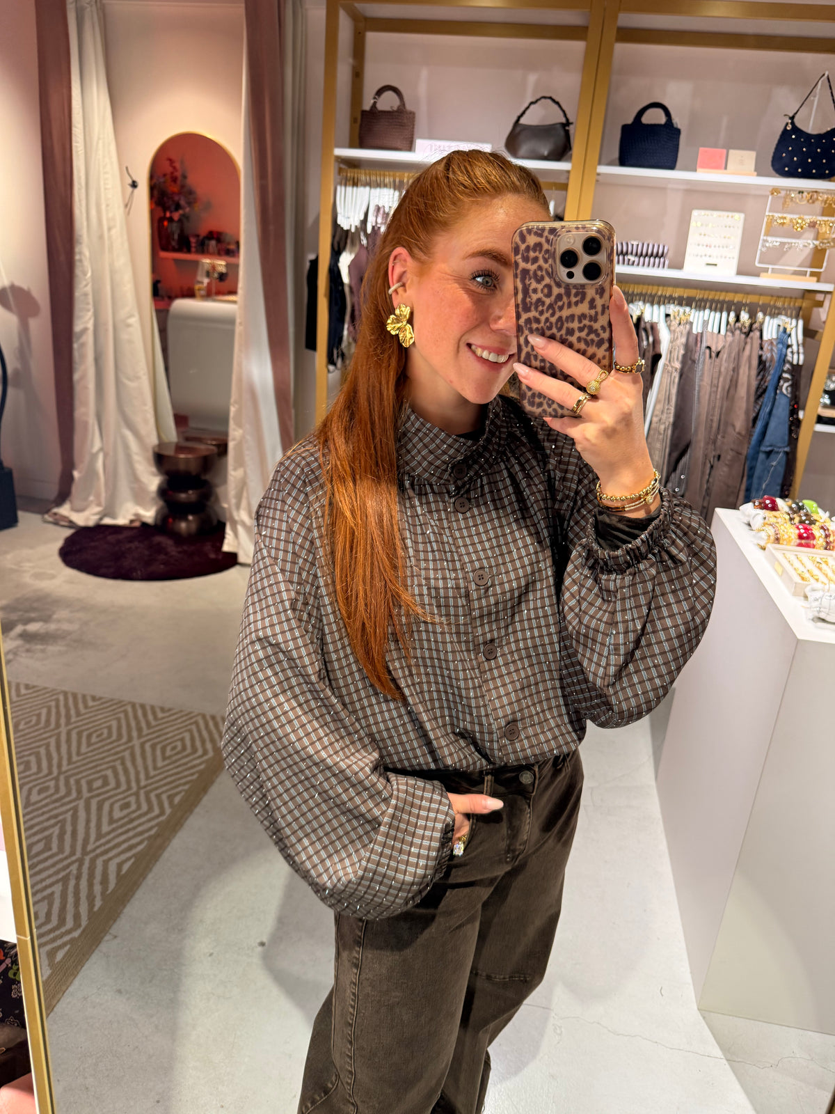 Claire blouse strass brown