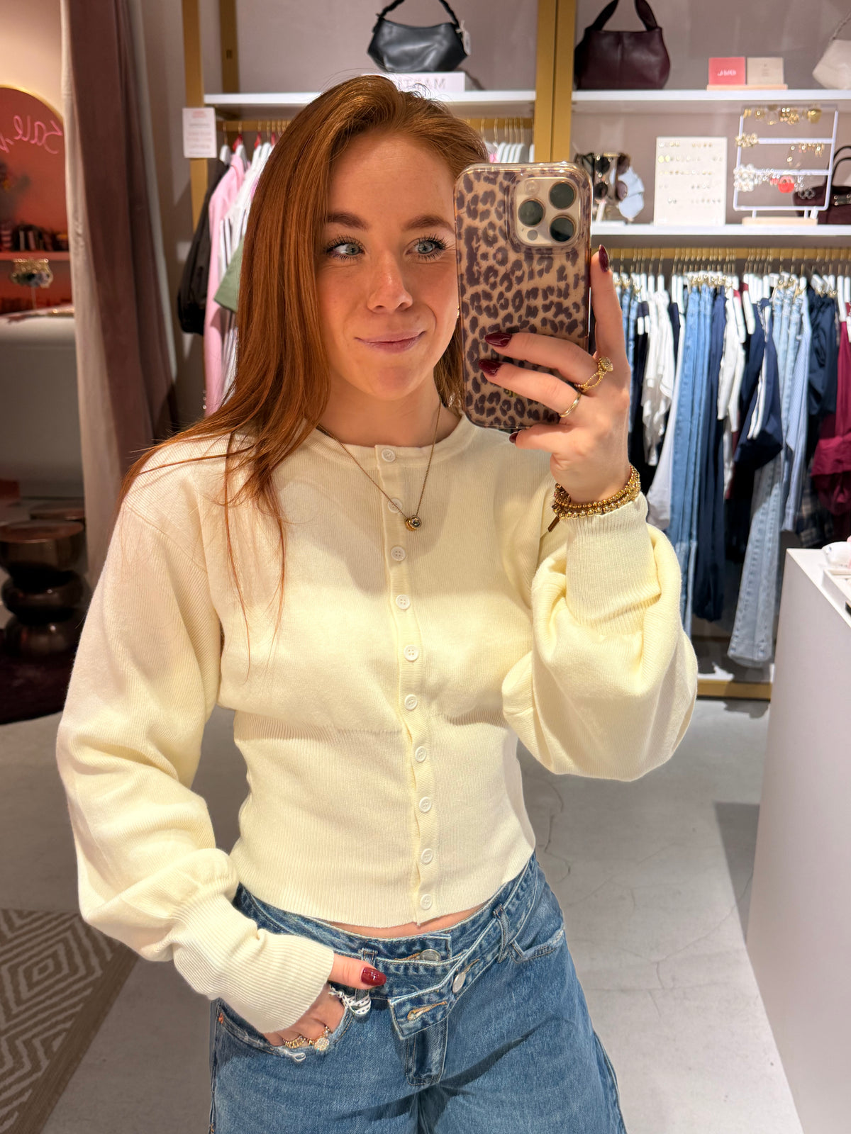 Knitted cardigan crème