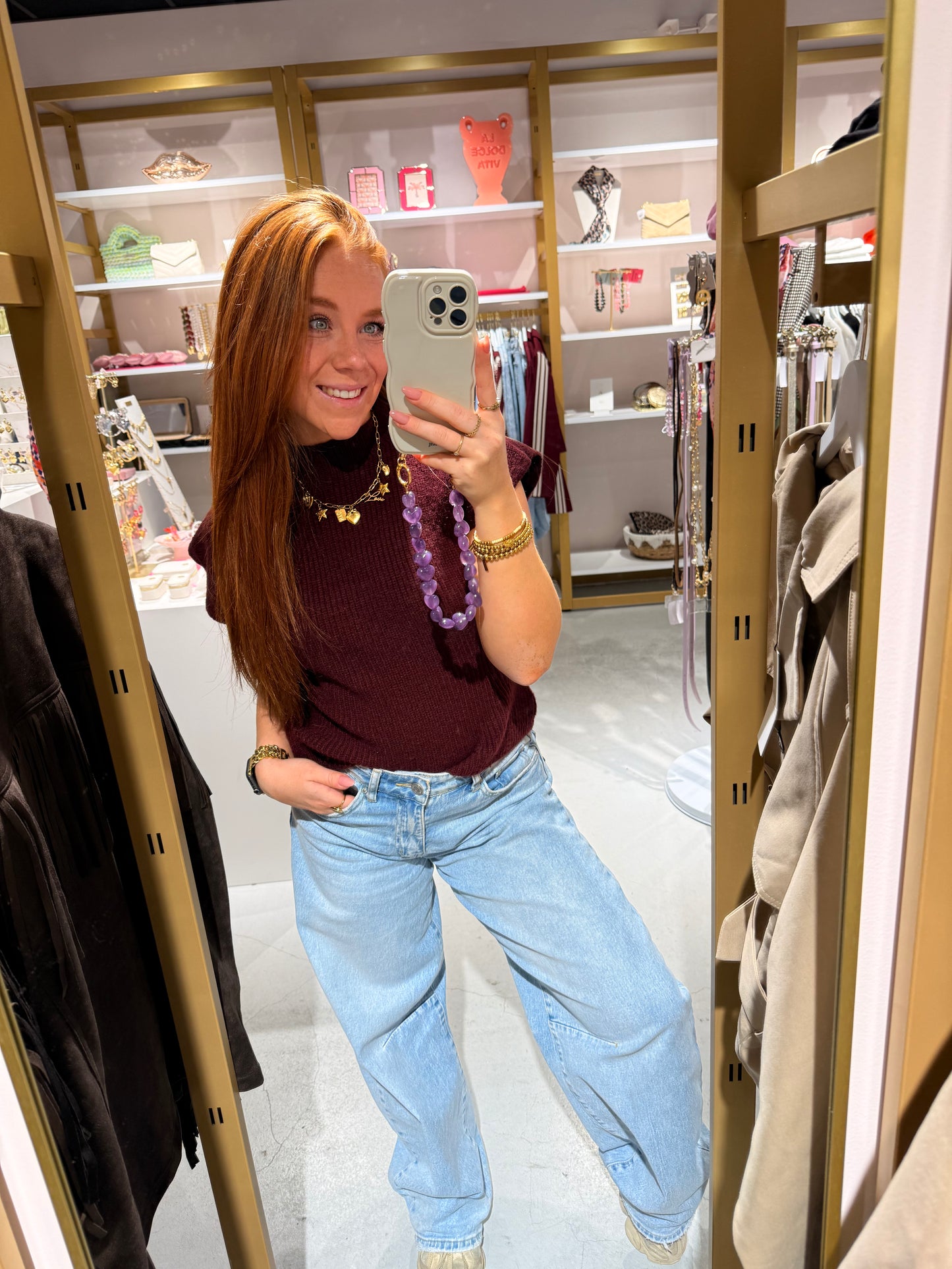 Gebreide top bordeaux