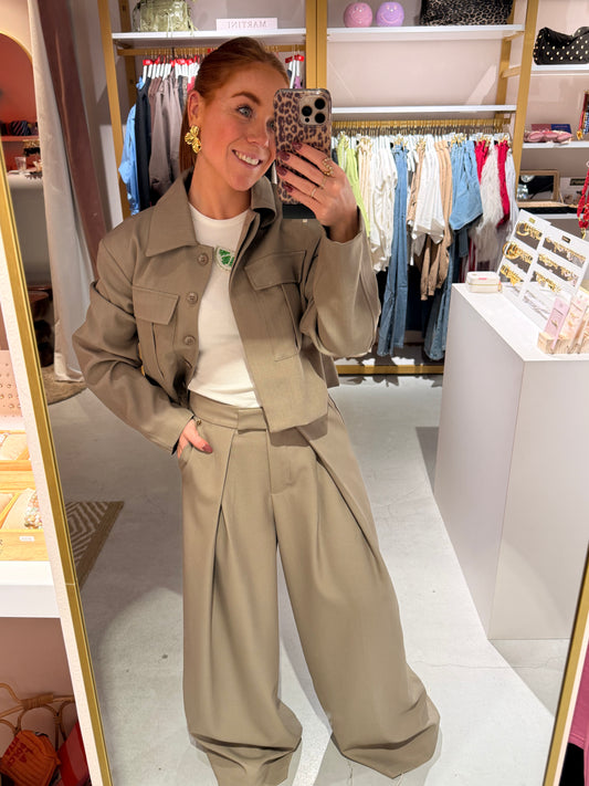 Pantalon plooien taupe
