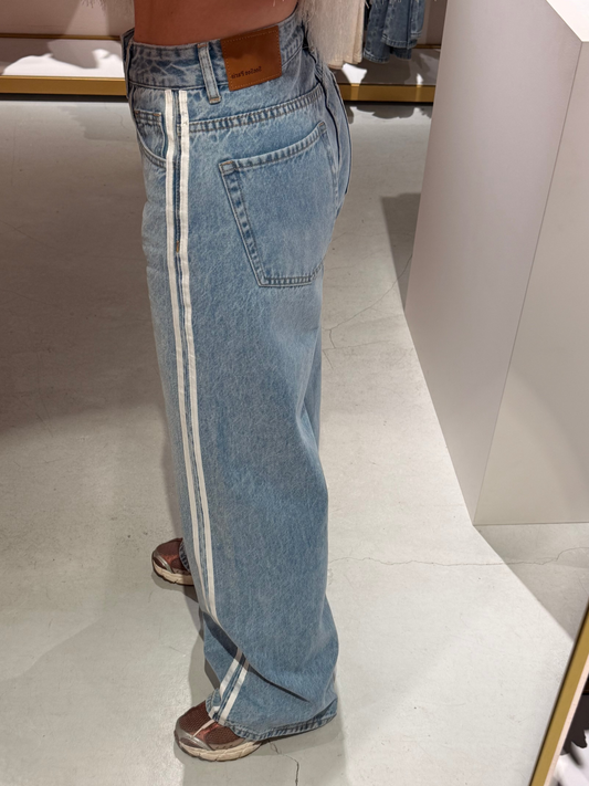 Wide leg jeans stripes wit