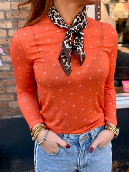 Cashmere top polkadot oranje