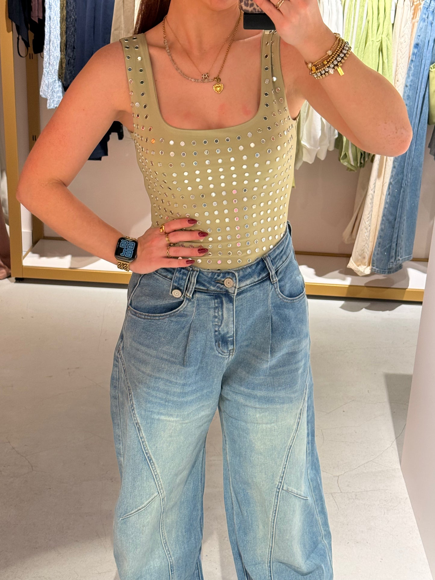 Studs body matcha green