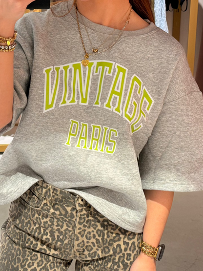 Sweater vintage paris grijs