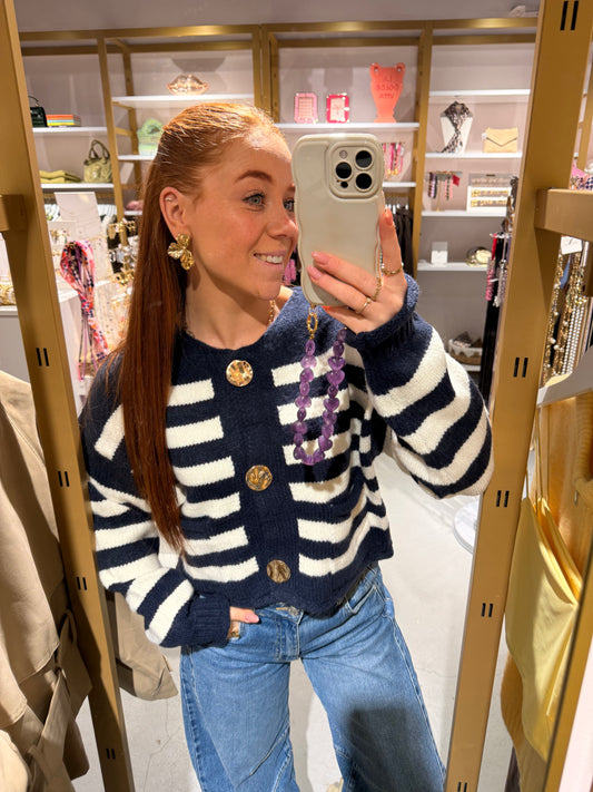 Striped knit cardigan