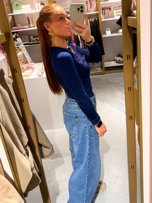 Beau barrel dark denim jeans