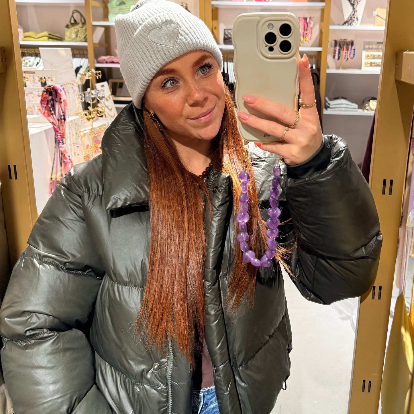 Puffer jas khaki