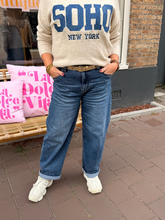 Barrel dark denim jeans