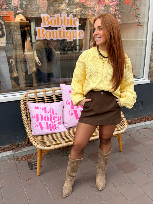 Light brown denim skort