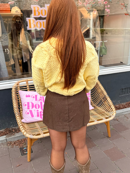 Light brown denim skort