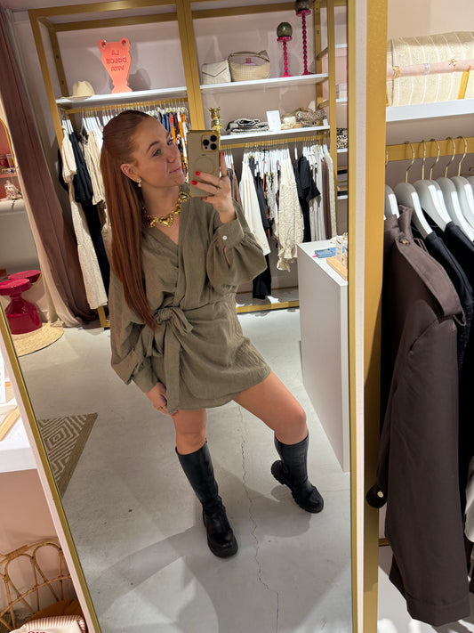 Linnen jurk olive