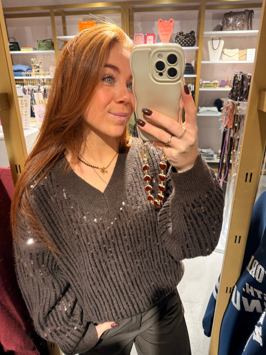 Brown pailetten sweater