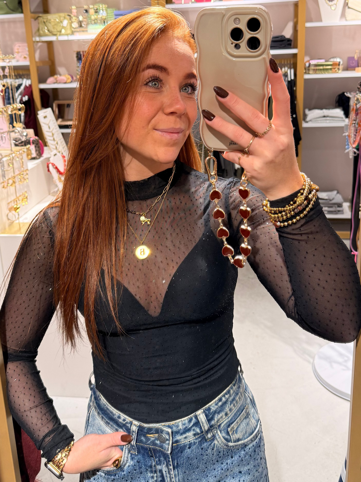 Sparkle mesh body zwart