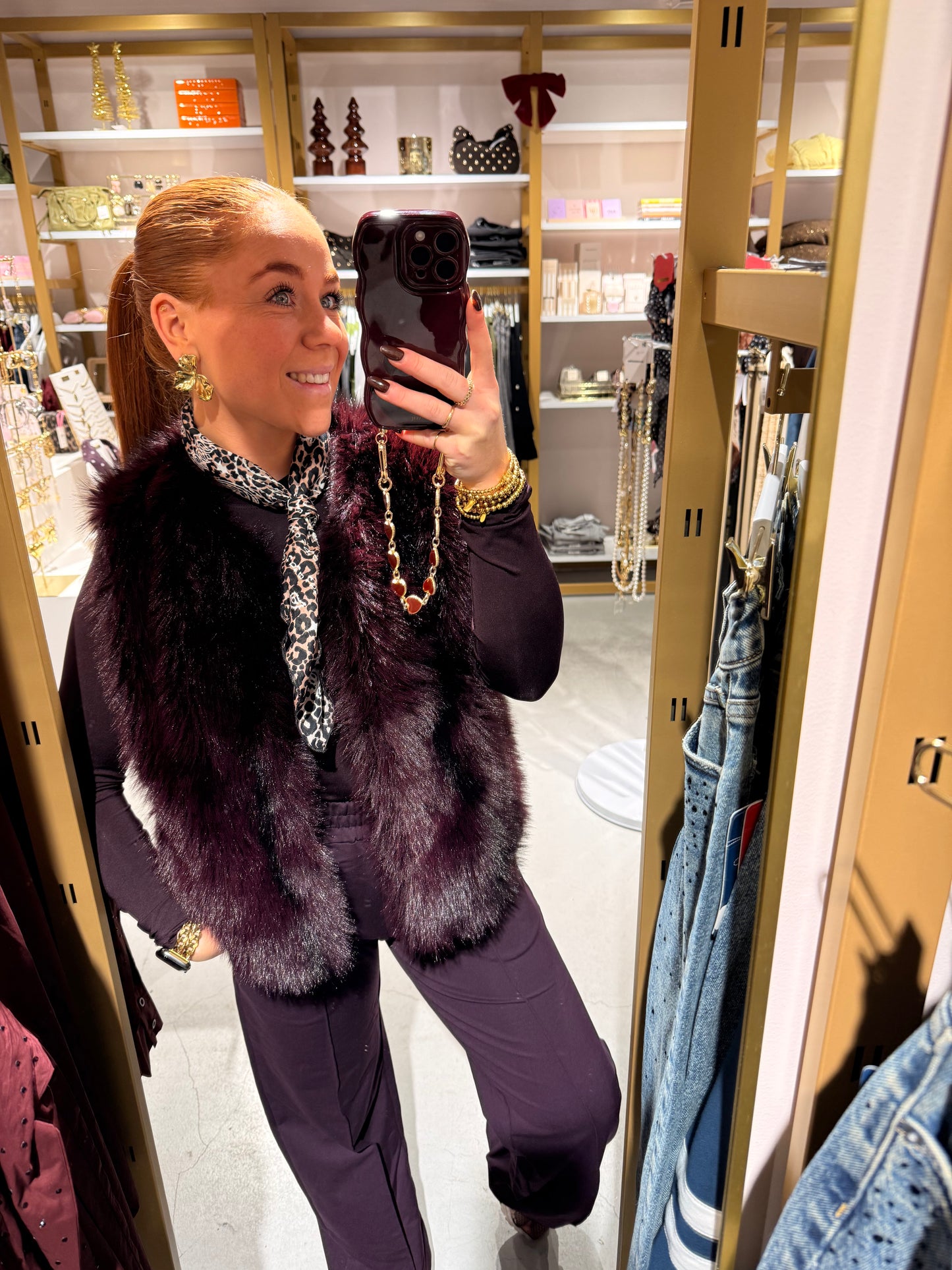 Fluffy gilet bordeaux