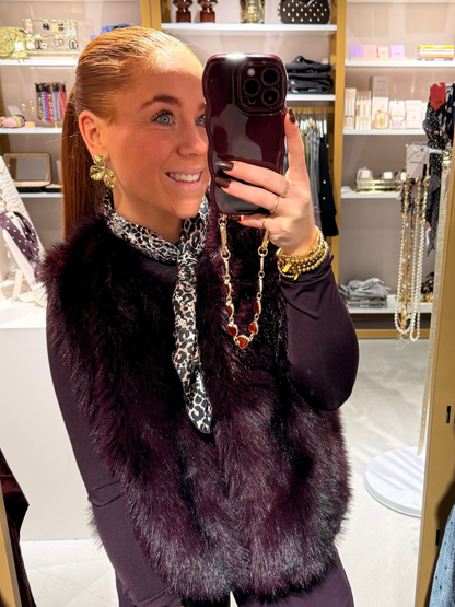 Fluffy gilet bordeaux