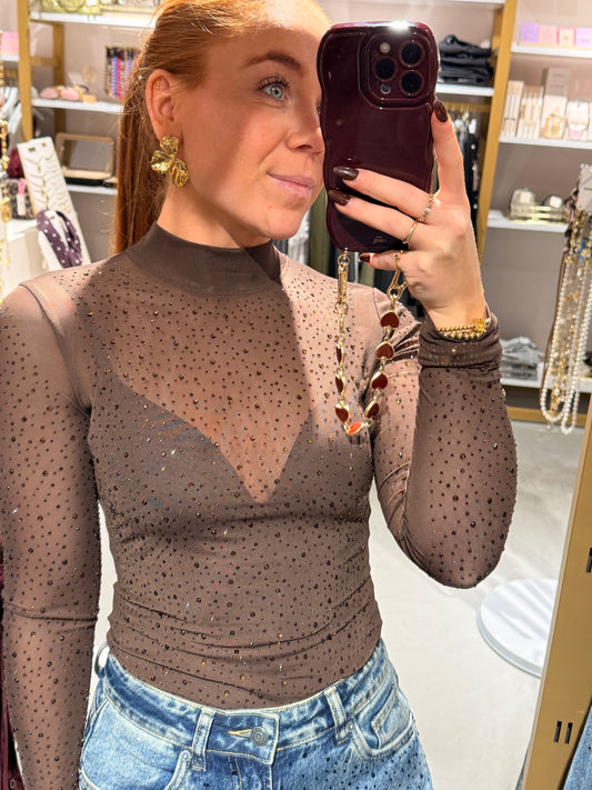 Sparkle mesh body brown