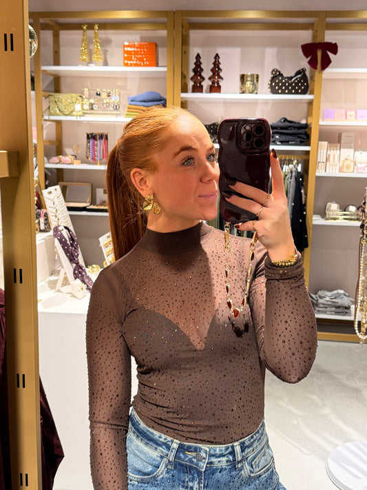 Sparkle mesh body brown