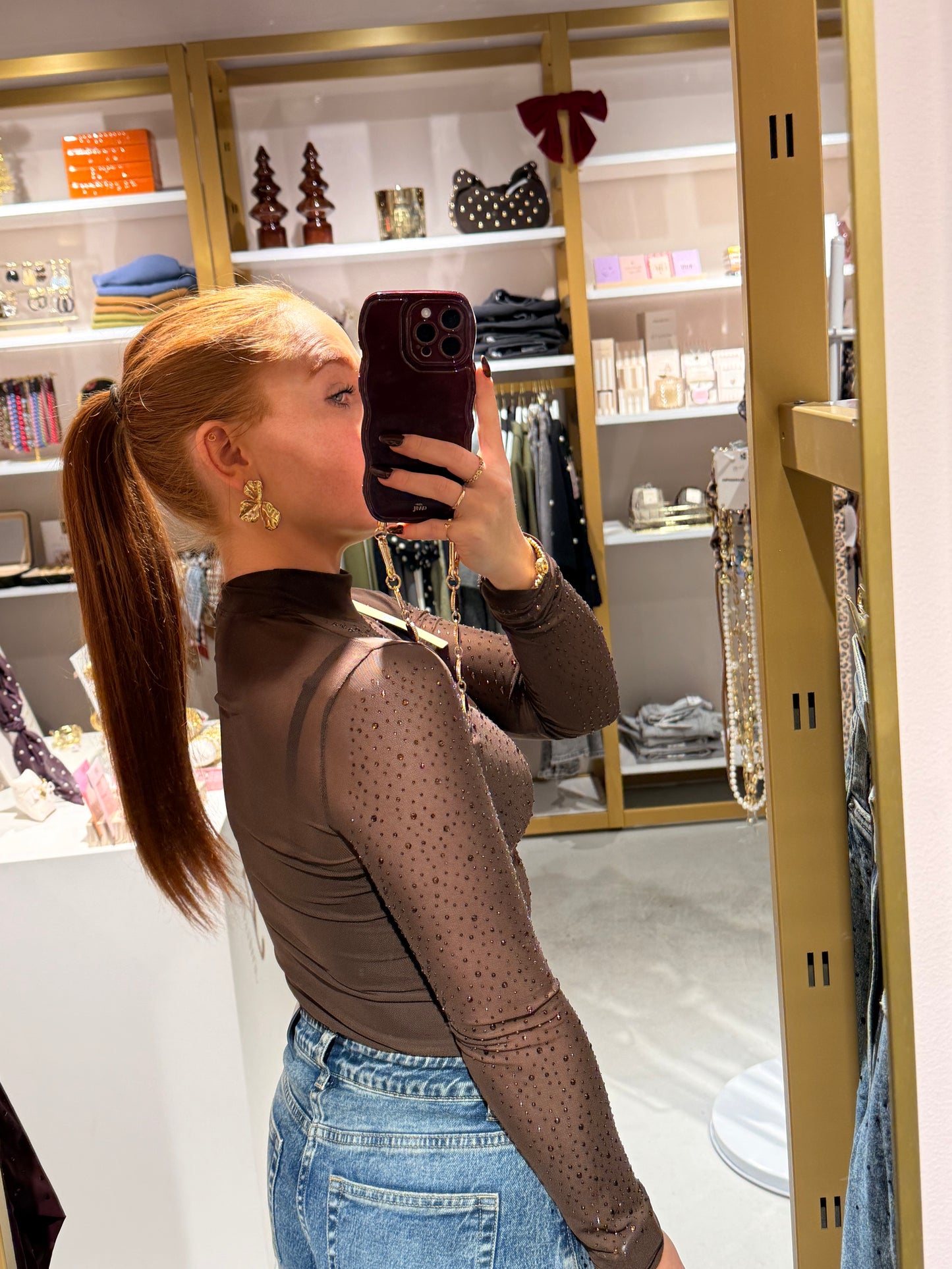 Sparkle mesh body brown