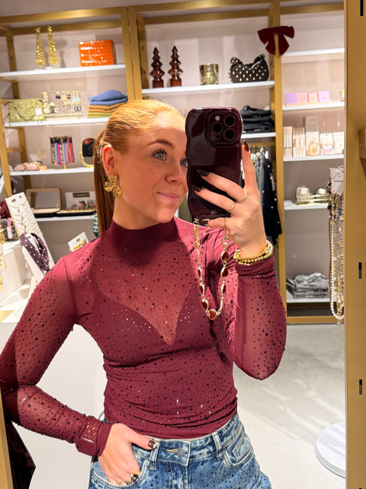 Sparkle mesh body burgundy