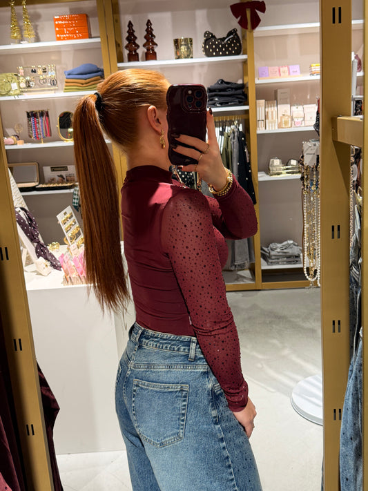 Sparkle mesh body burgundy