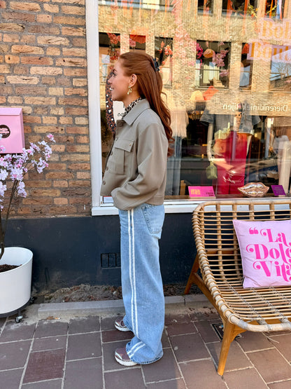 Wide leg jeans stripes wit