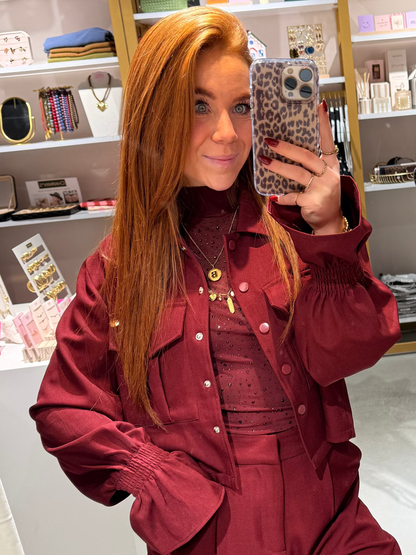 Smocked sleeve jacket