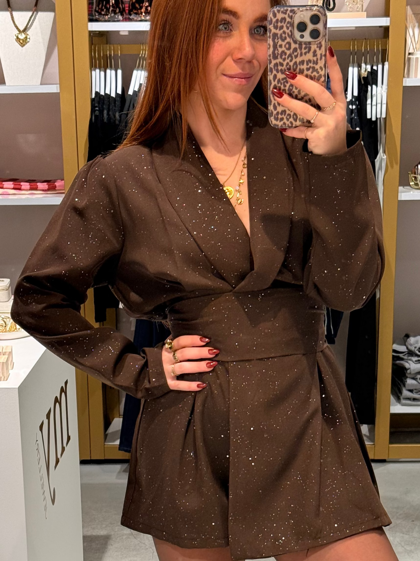 Brown sparkle playsuit