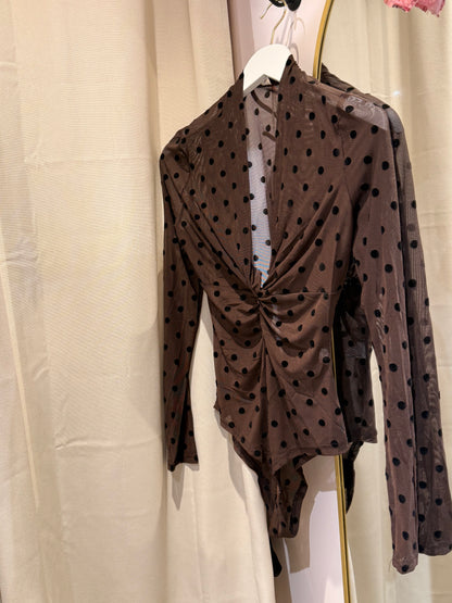 Polkadot mesh body brown