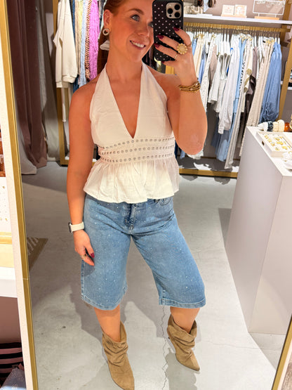 Denim studs jort