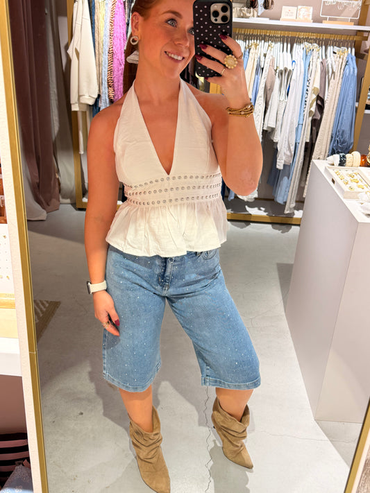 Denim studs jort