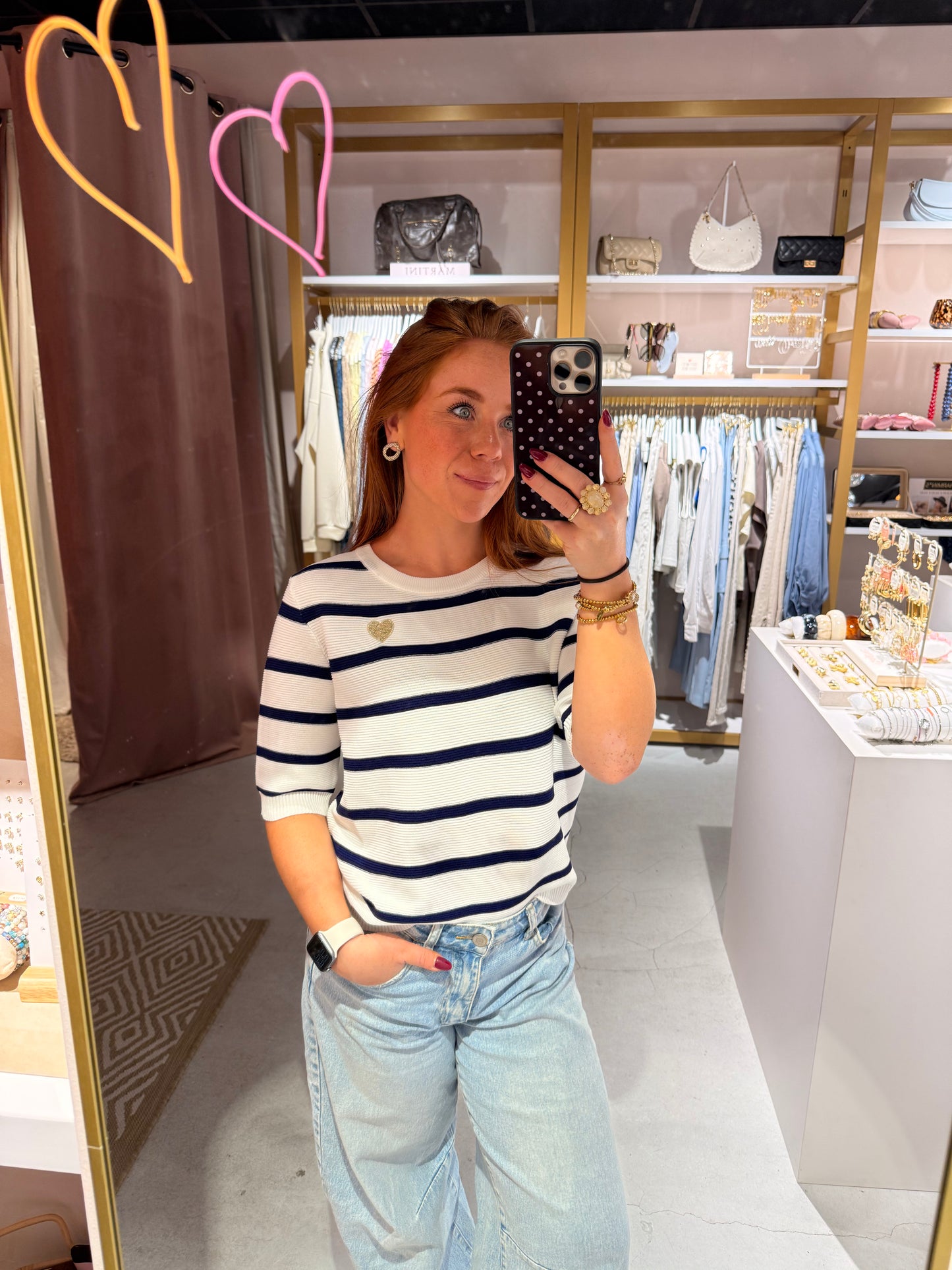 Stripe tee heart