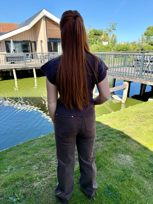 Wide leg jeans brown