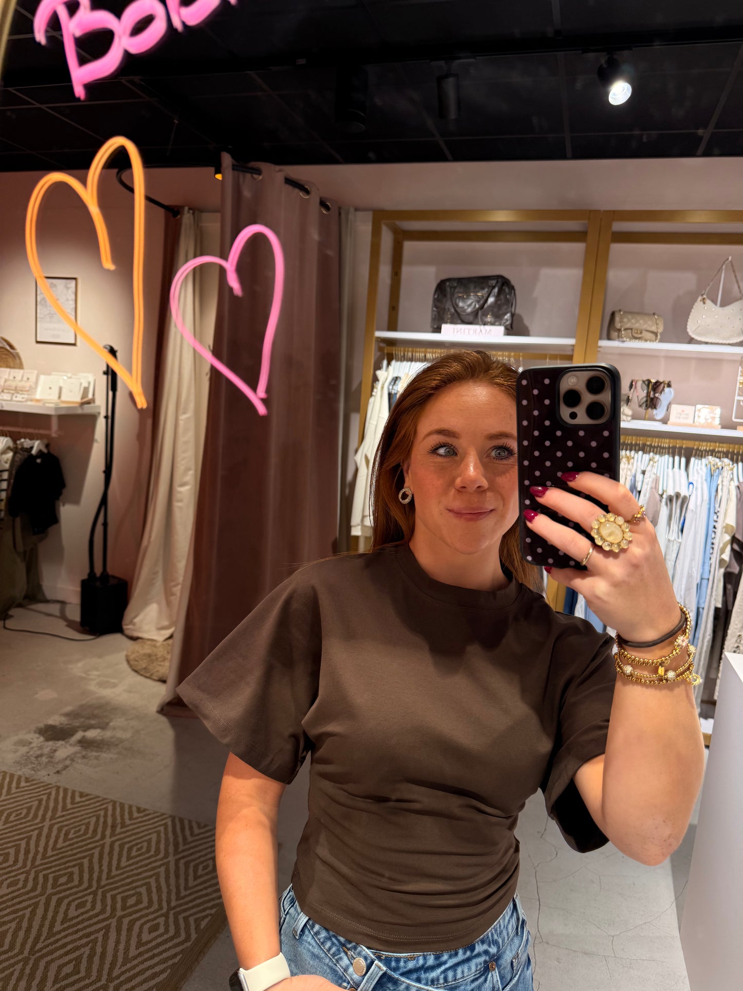 Getailleerd shirt choco