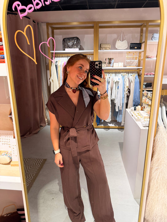 Dark brown linnen gilet