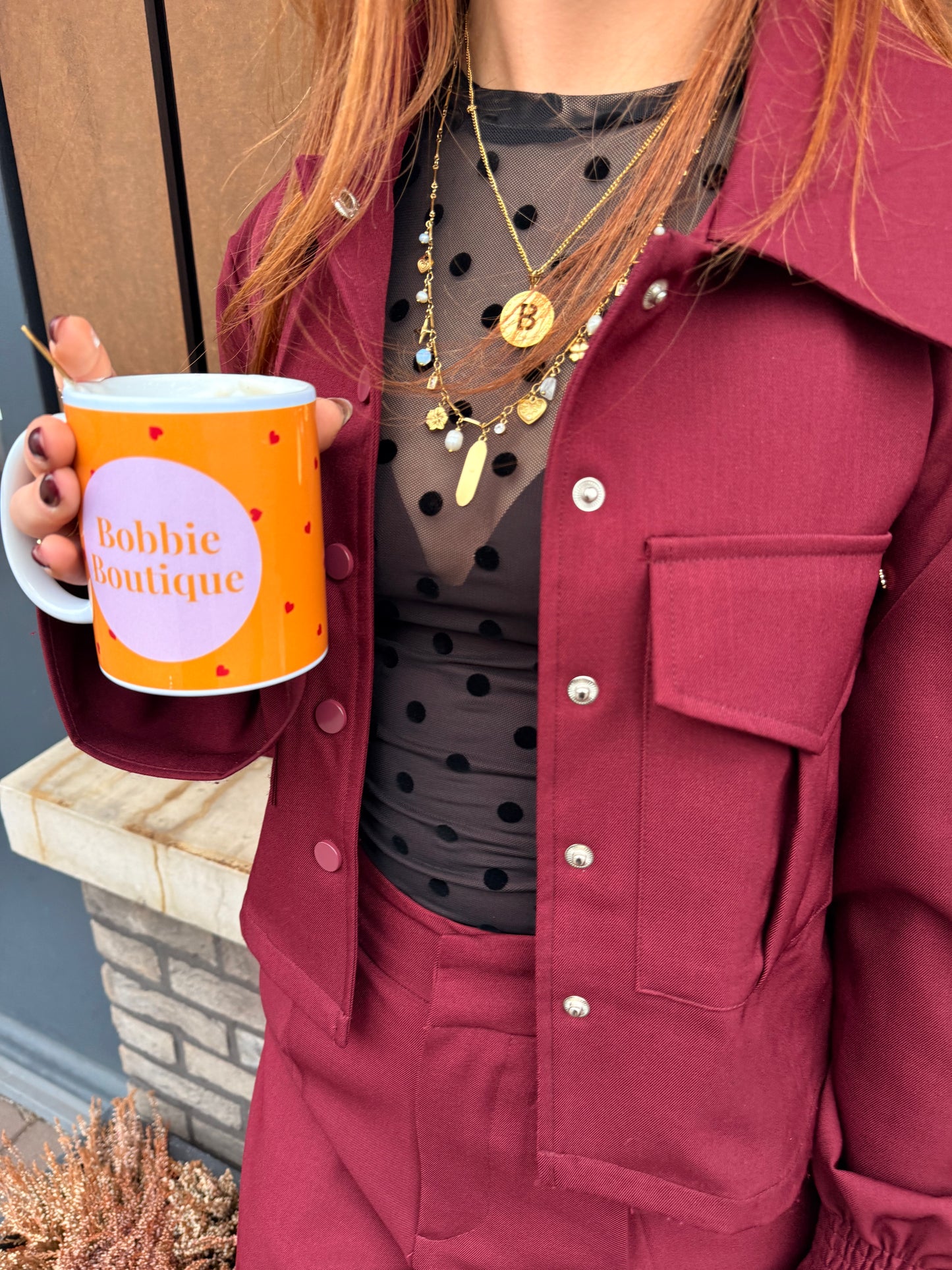 Polkadot mesh top black