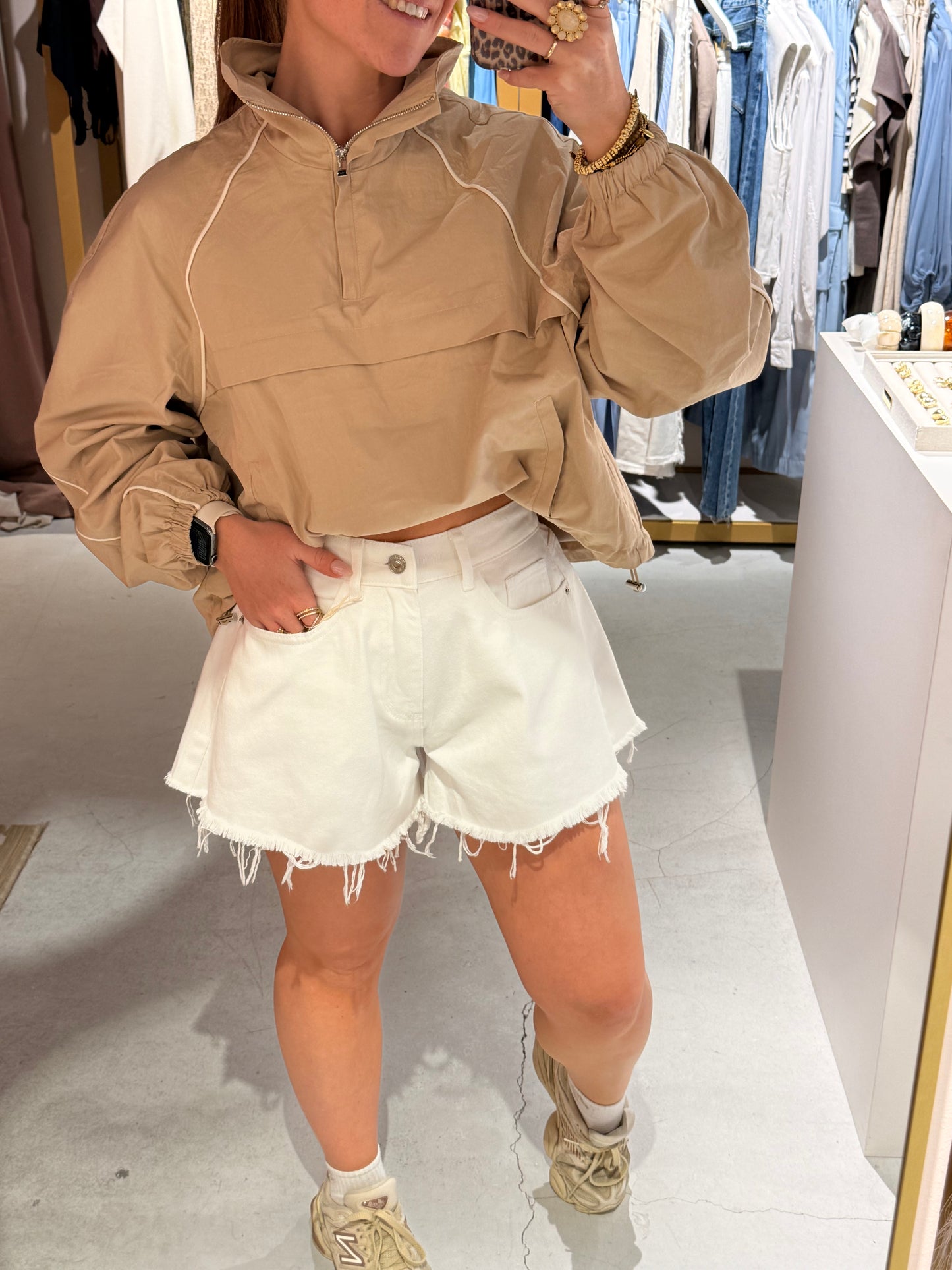 Wide denim short wit